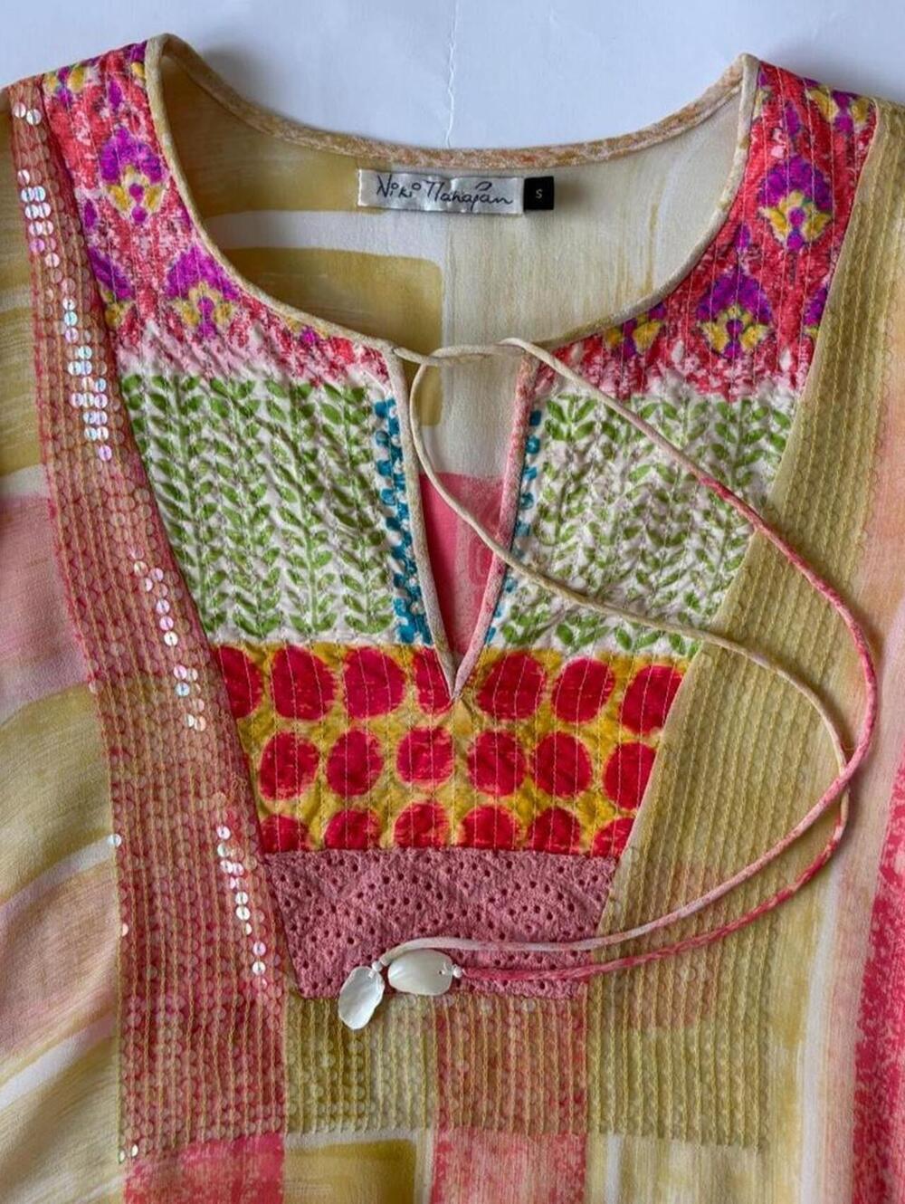ANTHROPOLOGIE NIKI TLANAPAN EMBROIDERED SEQUIN BOHO TUNIC SMALL - Picture 2 of 8